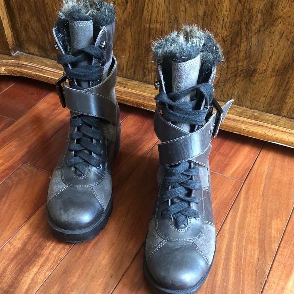 NINE WEST Boots | Leather & Faux Fur | Brown | Size: 7 Women’s